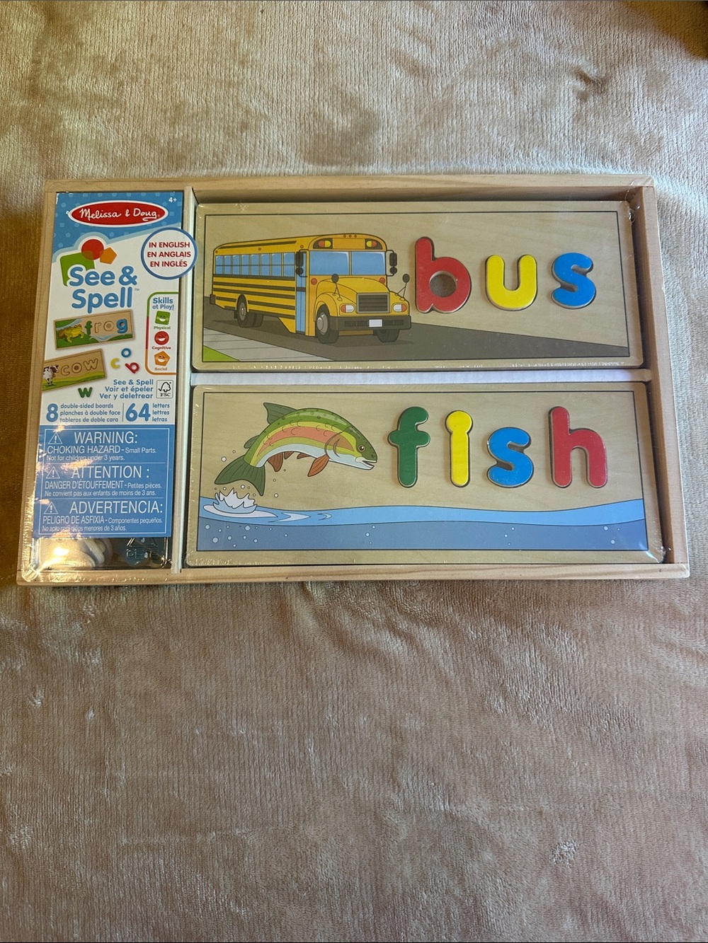 Melissa & Doug Wooden See & Spell Puzzle - Red, Yellow, Blue, Green